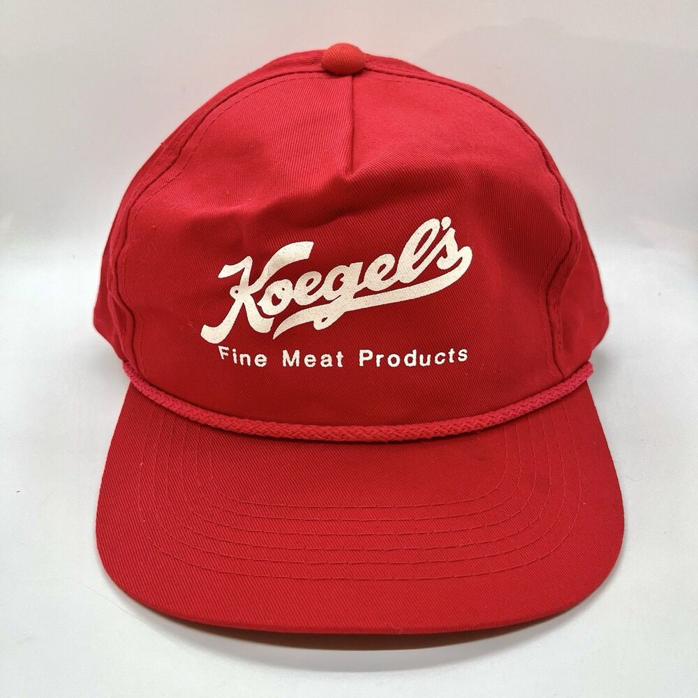 Vintage Koegel’s Fine Meat Products Hat Red Snapback Cap Michigan Hot Dogs